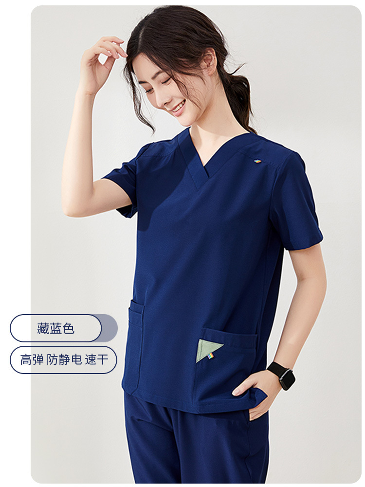 洗手衣女弹力速干夏季短袖款手术衣牙科口腔高端医护人员工作服