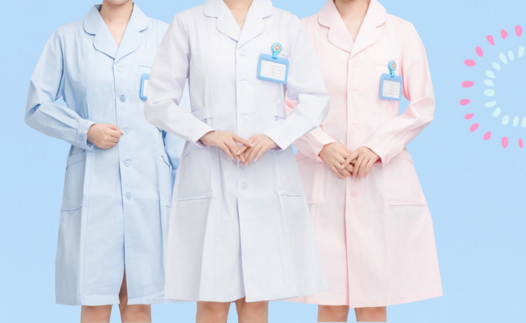 上下圆领女护士服套装短袖长袖医院美容院药店白大褂工作服